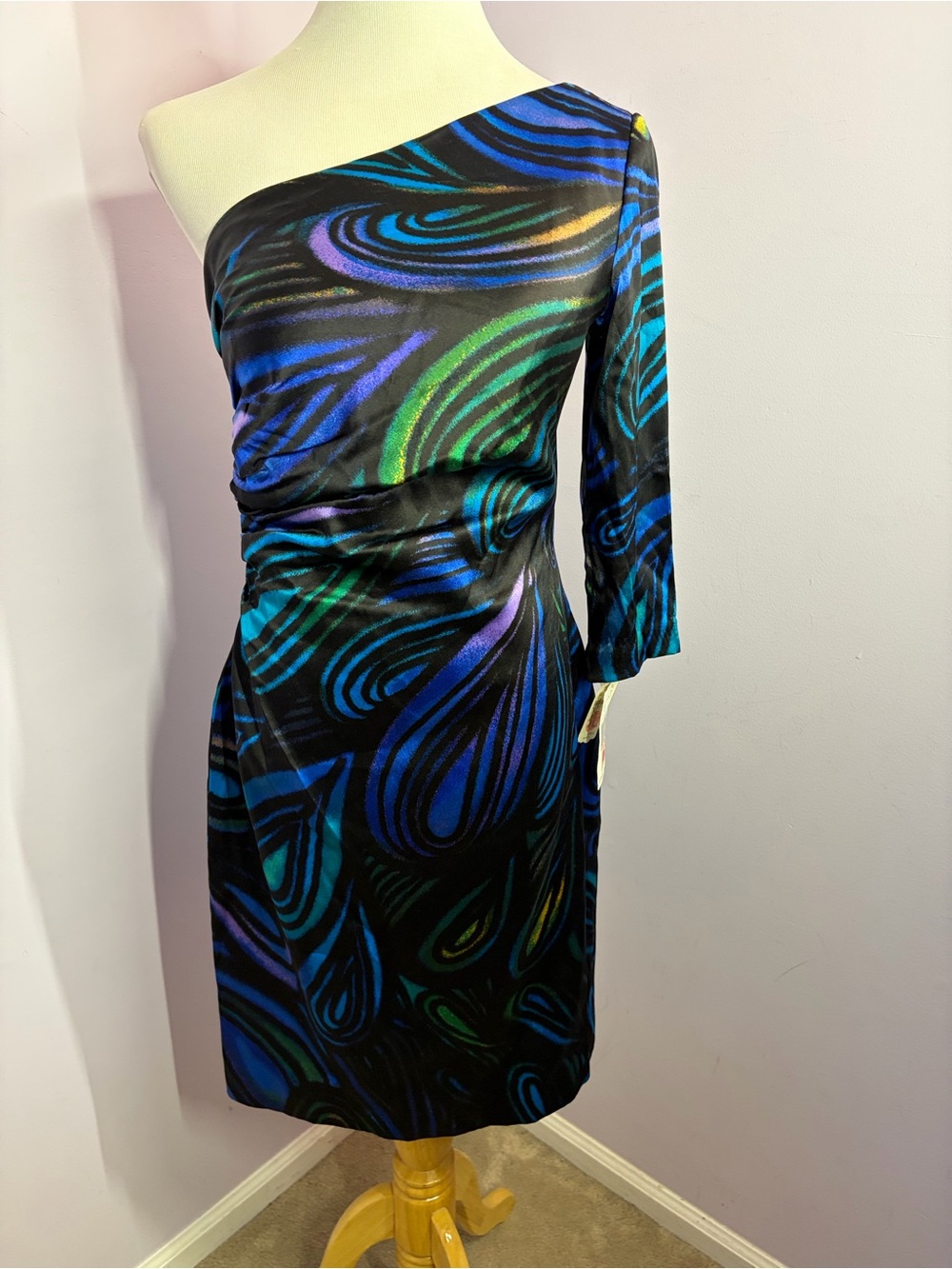 Kay Unger One Shoulder Silk Dress, NWT, Size 8